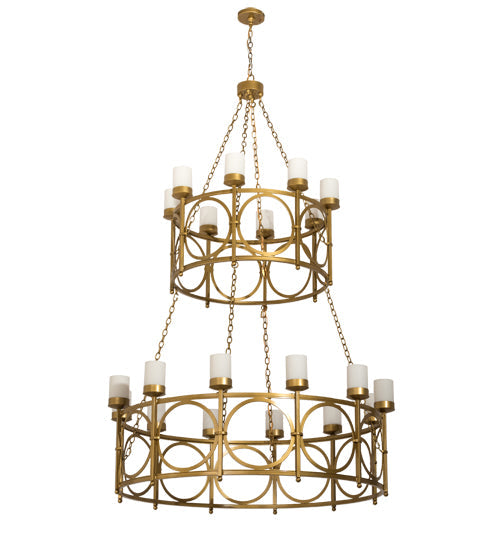 Meyda Lighting Porta 60" 20-Light Gold Metallic Chandelier With White Statuario Idalight Shade Glass