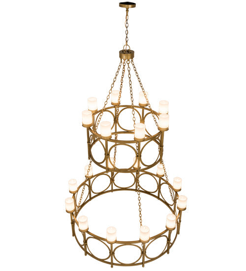 Meyda Lighting Porta 60" 20-Light Gold Metallic Chandelier With White Statuario Idalight Shade Glass