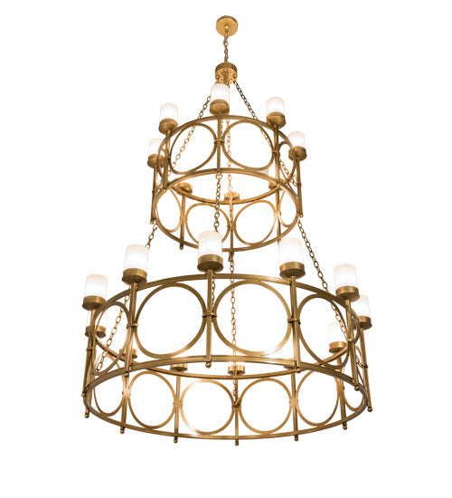 Meyda Lighting Porta 60" 20-Light Gold Metallic Chandelier With White Statuario Idalight Shade Glass