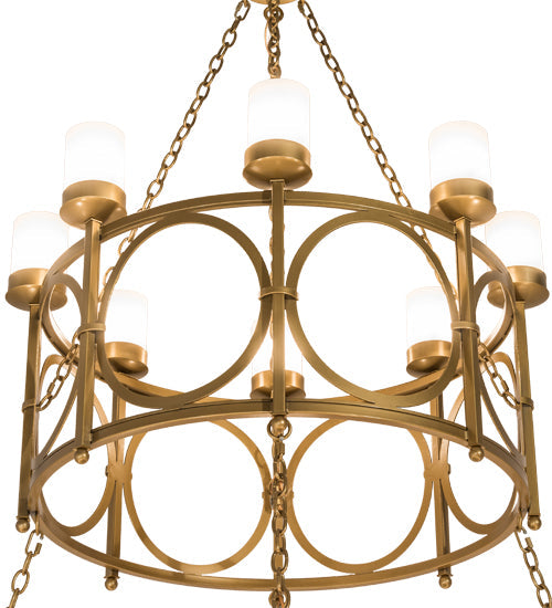 Meyda Lighting Porta 60" 20-Light Gold Metallic Chandelier With White Statuario Idalight Shade Glass