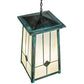 Meyda Lighting Porte Cochere 18"Sq 4-Light Verdigris Pendant Light With Beige Light Shade Glass