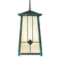 Meyda Lighting Porte Cochere 18"Sq 4-Light Verdigris Pendant Light With Beige Light Shade Glass
