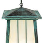 Meyda Lighting Porte Cochere 18"Sq 4-Light Verdigris Pendant Light With Beige Light Shade Glass