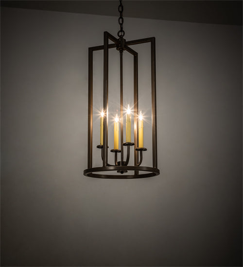 Meyda Lighting Porte Tournante 15" 4-Light Brown Metallic Pendant Light With Ivory Faux Candlelight