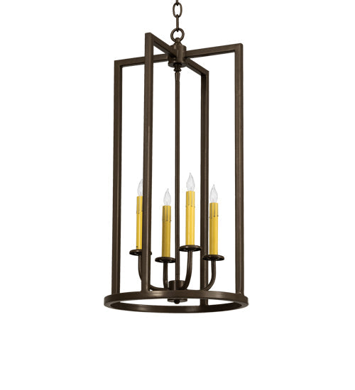 Meyda Lighting Porte Tournante 15" 4-Light Brown Metallic Pendant Light With Ivory Faux Candlelight