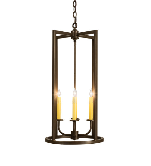 Meyda Lighting Porte Tournante 15" 4-Light Brown Metallic Pendant Light With Ivory Faux Candlelight