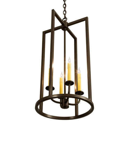 Meyda Lighting Porte Tournante 15" 4-Light Brown Metallic Pendant Light With Ivory Faux Candlelight