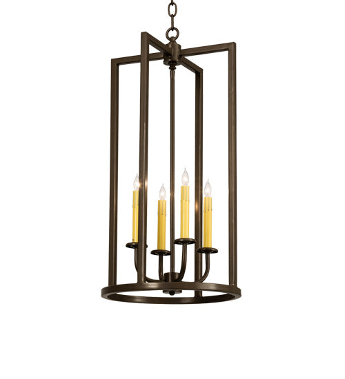 Meyda Lighting Porte Tournante 15" 4-Light Brown Metallic Pendant Light With Ivory Faux Candlelight