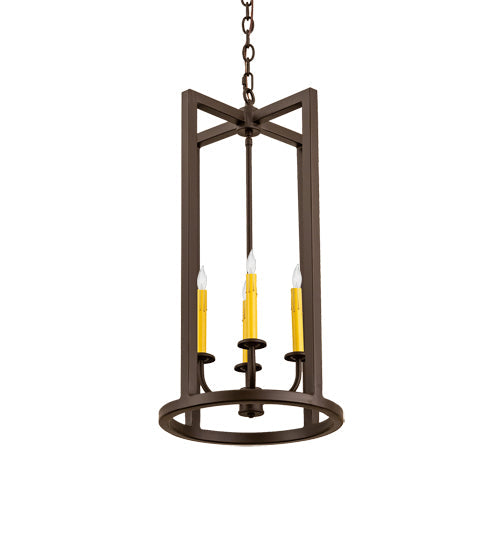 Meyda Lighting Porte Tournante 15" 4-Light Oil Rubbed Bronze Pendant Light With Ivory Faux Candlelight