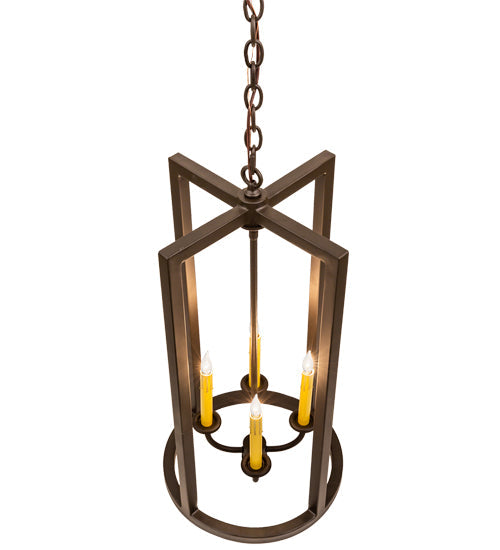 Meyda Lighting Porte Tournante 15" 4-Light Oil Rubbed Bronze Pendant Light With Ivory Faux Candlelight
