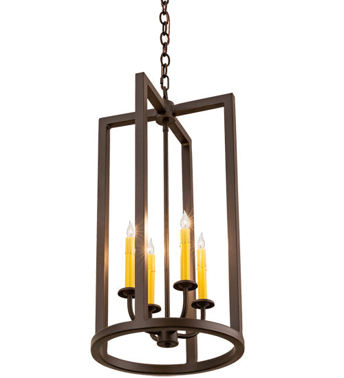 Meyda Lighting Porte Tournante 15" 4-Light Oil Rubbed Bronze Pendant Light With Ivory Faux Candlelight