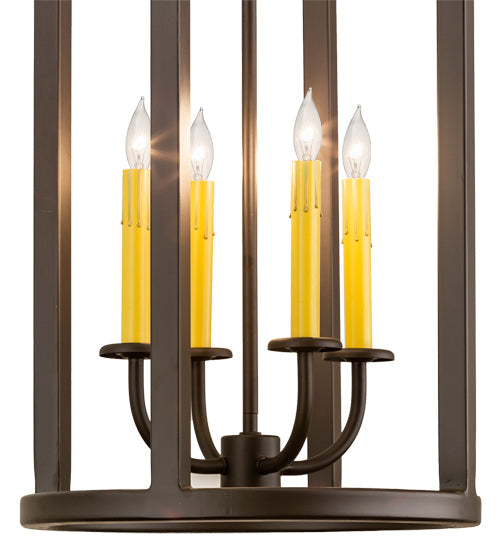 Meyda Lighting Porte Tournante 15" 4-Light Oil Rubbed Bronze Pendant Light With Ivory Faux Candlelight