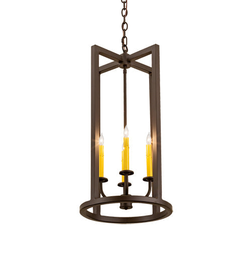 Meyda Lighting Porte Tournante 15" 4-Light Oil Rubbed Bronze Pendant Light With Ivory Faux Candlelight