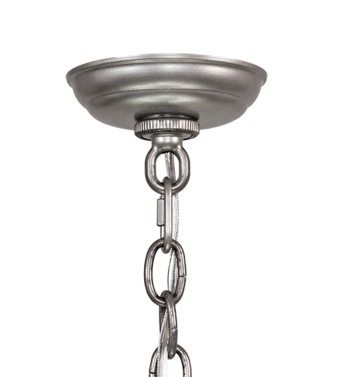 Meyda Lighting Porte Tournante 43" 8-Light Nickel Powder Coat Chandelier Light With White Linen Textrene Shade