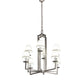 Meyda Lighting Porte Tournante 43" 8-Light Nickel Powder Coat Chandelier Light With White Linen Textrene Shade