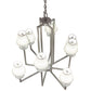 Meyda Lighting Porte Tournante 43" 8-Light Nickel Powder Coat Chandelier Light With White Linen Textrene Shade