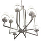 Meyda Lighting Porte Tournante 43" 8-Light Nickel Powder Coat Chandelier Light With White Linen Textrene Shade