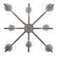 Meyda Lighting Porte Tournante 43" 8-Light Nickel Powder Coat Chandelier Light With White Linen Textrene Shade
