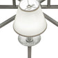 Meyda Lighting Porte Tournante 43" 8-Light Nickel Powder Coat Chandelier Light With White Linen Textrene Shade