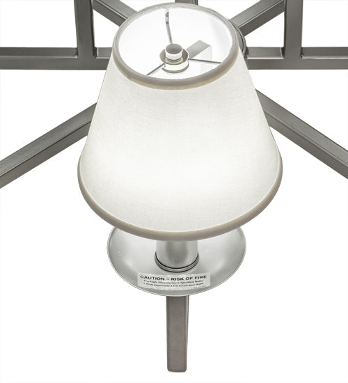 Meyda Lighting Porte Tournante 43" 8-Light Nickel Powder Coat Chandelier Light With White Linen Textrene Shade
