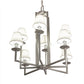 Meyda Lighting Porte Tournante 43" 8-Light Nickel Powder Coat Chandelier Light With White Linen Textrene Shade