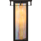 Meyda Lighting Portico 6" Oil Rubbed Bronze Mission Wall Sconce With Beige Iridescent Shade Glass