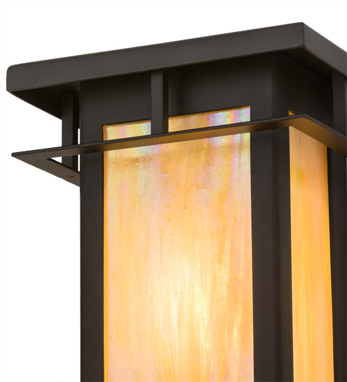 Meyda Lighting Portico 6" Oil Rubbed Bronze Mission Wall Sconce With Beige Iridescent Shade Glass