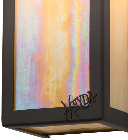 Meyda Lighting Portico 6" Oil Rubbed Bronze Mission Wall Sconce With Beige Iridescent Shade Glass
