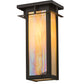 Meyda Lighting Portico 6" Oil Rubbed Bronze Mission Wall Sconce With Beige Iridescent Shade Glass