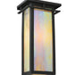 Meyda Lighting Portico 6" Textured Black Mission Wall Sconce With Beige Iridescent Shade Glass