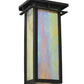 Meyda Lighting Portico 6" Textured Black Mission Wall Sconce With Beige Iridescent Shade Glass
