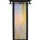 Meyda Lighting Portico 6" Textured Black Mission Wall Sconce With Beige Iridescent Shade Glass