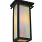 Meyda Lighting Portico 6" Textured Black Mission Wall Sconce With Beige Iridescent Shade Glass