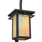 Meyda Lighting Portico 6" Textured Black Mission Wall Sconce With Beige Iridescent Shade Glass