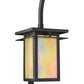 Meyda Lighting Portico 6" Textured Black Mission Wall Sconce With Beige Iridescent Shade Glass