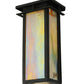 Meyda Lighting Portico 6" Textured Black Mission Wall Sconce With Beige Iridescent Shade Glass