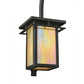 Meyda Lighting Portico 6" Textured Black Mission Wall Sconce With Beige Iridescent Shade Glass