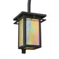 Meyda Lighting Portico 6" Textured Black Mission Wall Sconce With Beige Iridescent Shade Glass