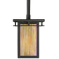 Meyda Lighting Portico 6" Textured Black Mission Wall Sconce With Beige Iridescent Shade Glass