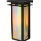 Meyda Lighting Portico 6" Textured Black Mission Wall Sconce With Beige Iridescent Shade Glass