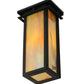 Meyda Lighting Portico 6" Textured Black Mission Wall Sconce With Beige Iridescent Shade Glass