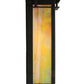 Meyda Lighting Portico 6" Textured Black Mission Wall Sconce With Beige Iridescent Shade Glass