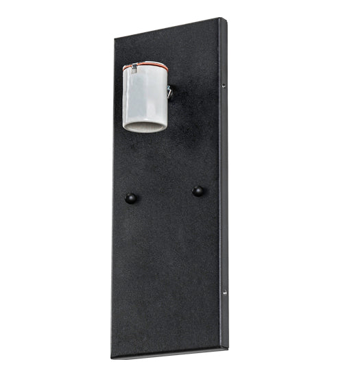 Meyda Lighting Portico 6" Textured Black Mission Wall Sconce With Beige Iridescent Shade Glass