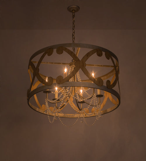 Meyda Lighting Pradelles 36" 6-Light Chandelier With Ivory Faux Candlelight