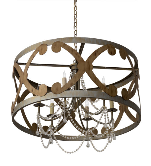 Meyda Lighting Pradelles 36" 6-Light Chandelier With Ivory Faux Candlelight