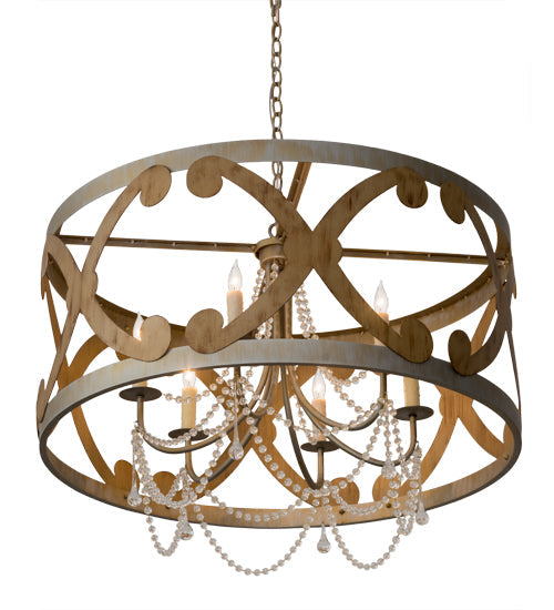Meyda Lighting Pradelles 36" 6-Light Chandelier With Ivory Faux Candlelight