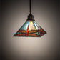 Meyda Lighting Prairie 14" Mahogany Bronze Dragonfly Pendant Light With Ruby & Blue Shade Glass
