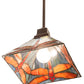 Meyda Lighting Prairie 14" Mahogany Bronze Dragonfly Pendant Light With Ruby & Blue Shade Glass