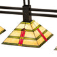 Meyda Lighting Prairie Arrowhead 48" 3-Light Flat Black Island Pendant Light With Multi-Colored Shade Glass
