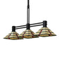 Meyda Lighting Prairie Arrowhead 48" 3-Light Flat Black Island Pendant Light With Multi-Colored Shade Glass